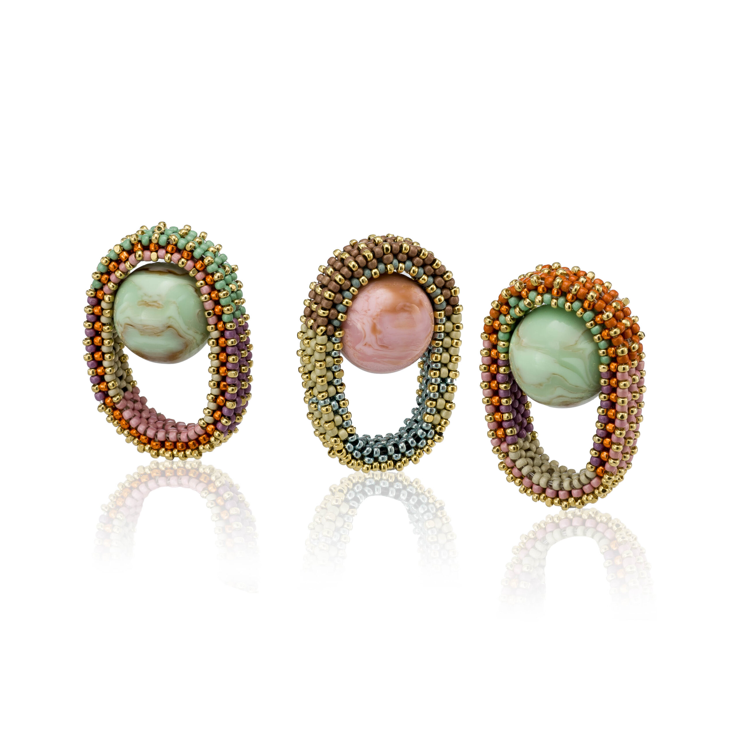 Pod Rings! Handmade Beaded Jewelry with Vintage Marble Beads